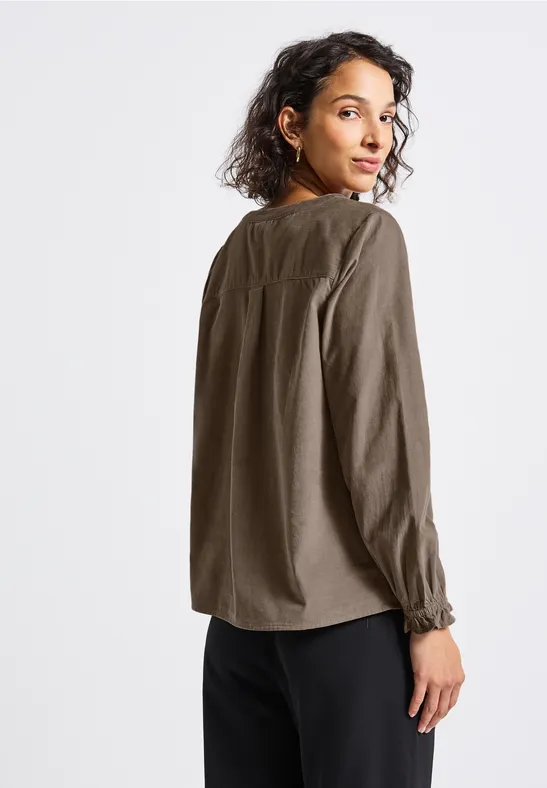 Cordbluse mit Rüschendetails bark brown