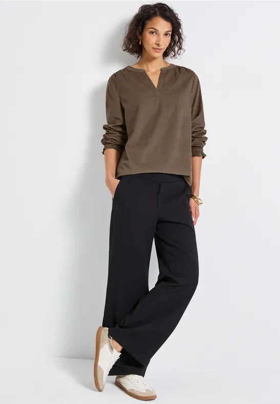 Cordbluse mit Rüschendetails bark brown