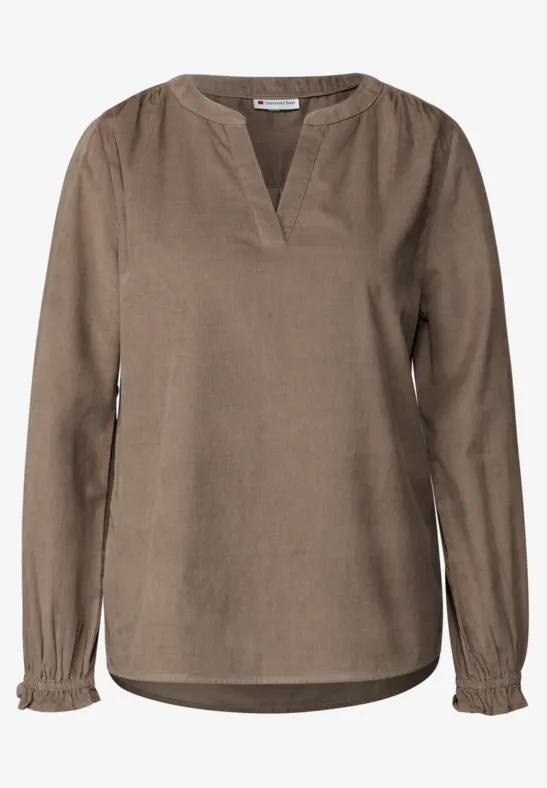 Cordbluse mit Rüschendetails bark brown