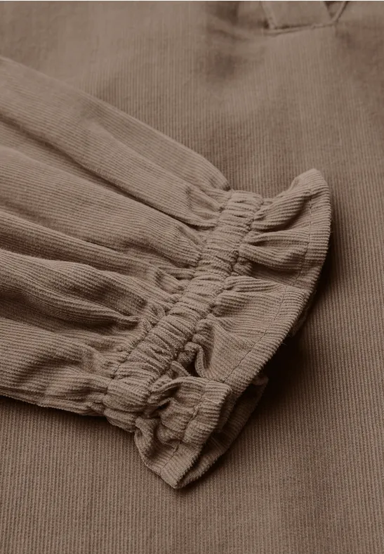 Cordbluse mit Rüschendetails bark brown