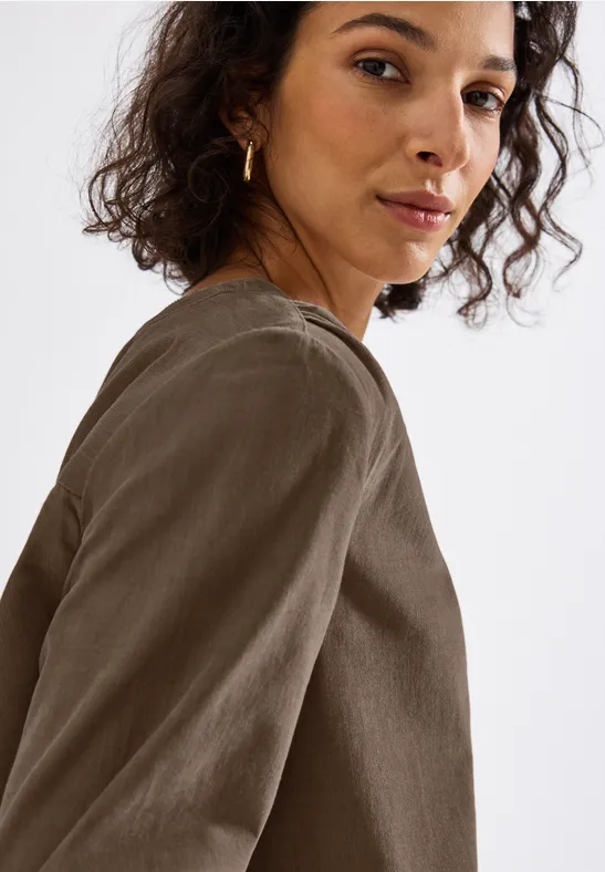 Cordbluse mit Rüschendetails bark brown