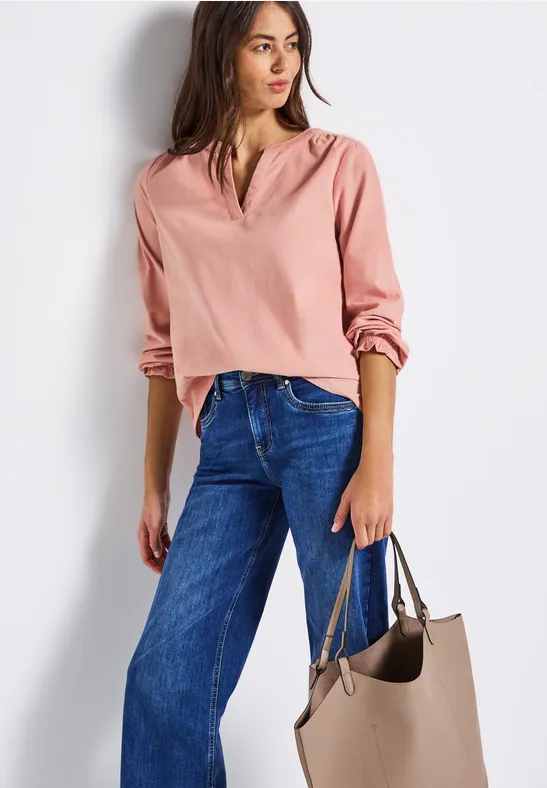 Cordbluse mit Rüschendetails faded rose
