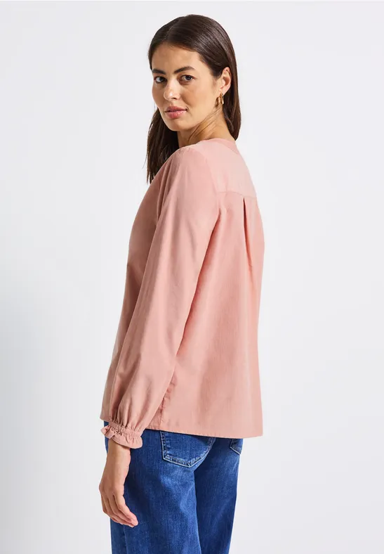 Cordbluse mit Rüschendetails faded rose