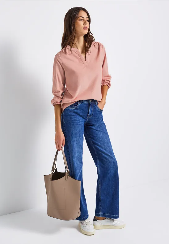 Cordbluse mit Rüschendetails faded rose