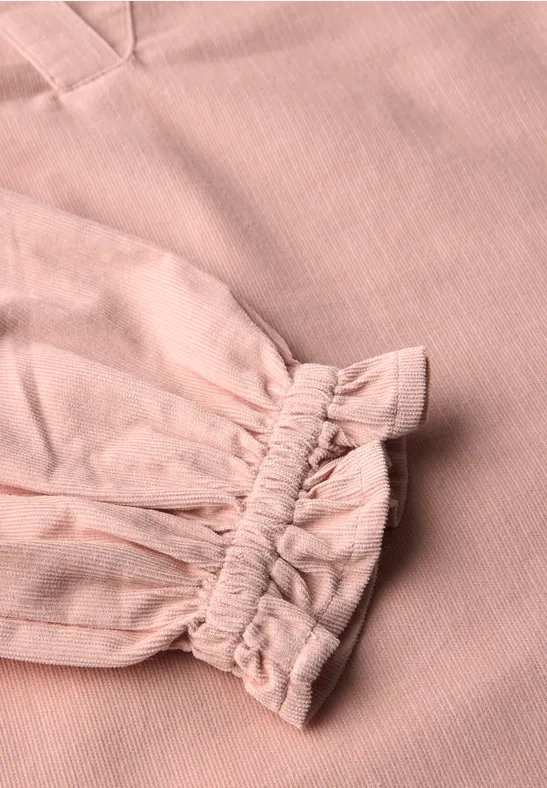 Cordbluse mit Rüschendetails faded rose