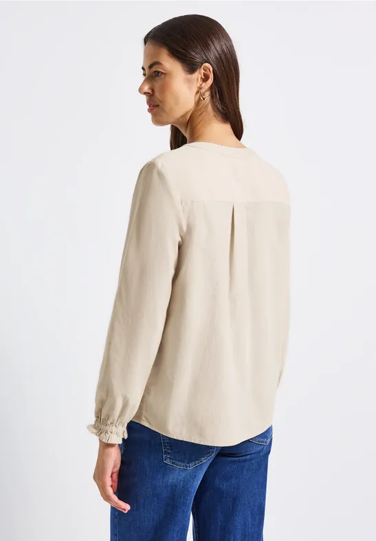 Blouse en velours côtelé avec détails à volants malted beige