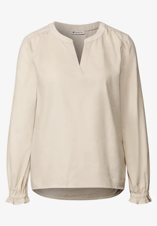Blouse en velours côtelé avec détails à volants malted beige