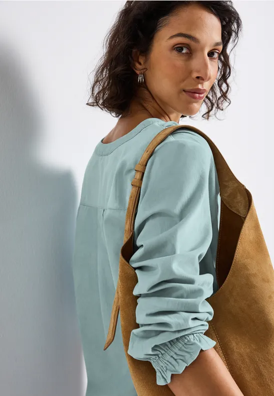Cordbluse mit Rüschendetails arona blue