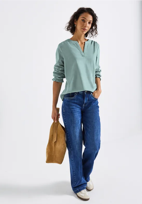 Cordbluse mit Rüschendetails arona blue
