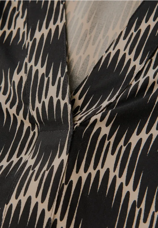 Split Neck Print-Tunika sanded beige