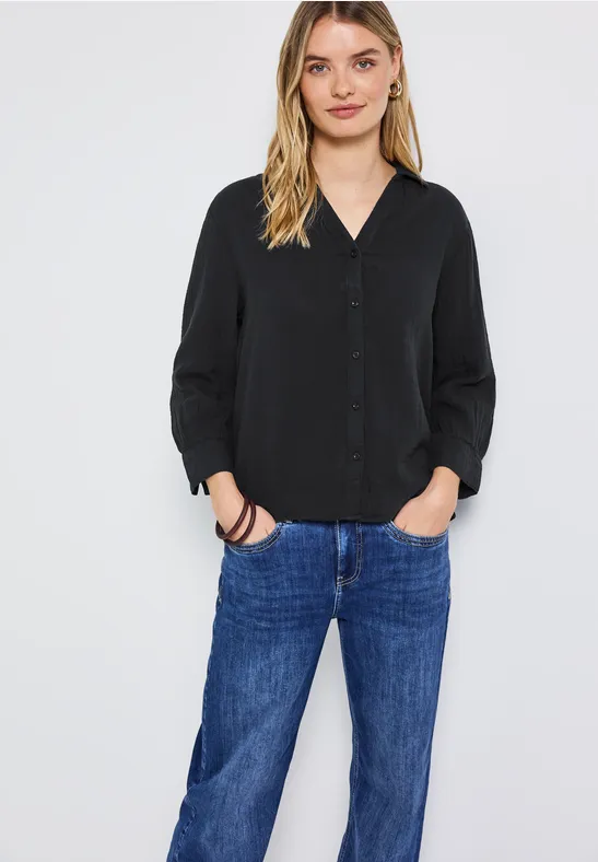 Musselin Hemdbluse Black