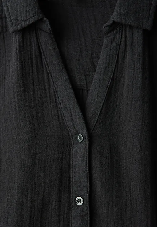 Musselin Hemdbluse Black