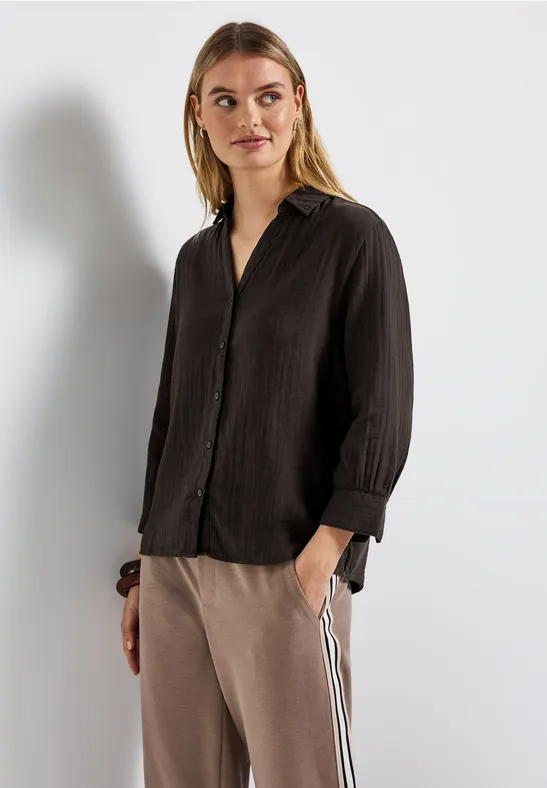 Musselin Hemdbluse deep roast brown