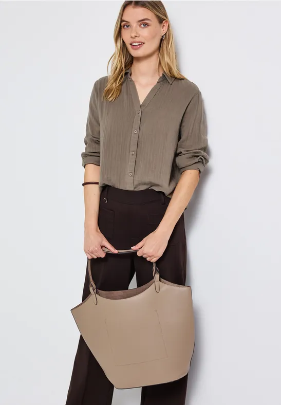 Musselin Hemdbluse bark brown