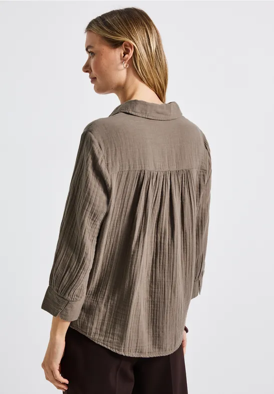 Musselin Hemdbluse bark brown