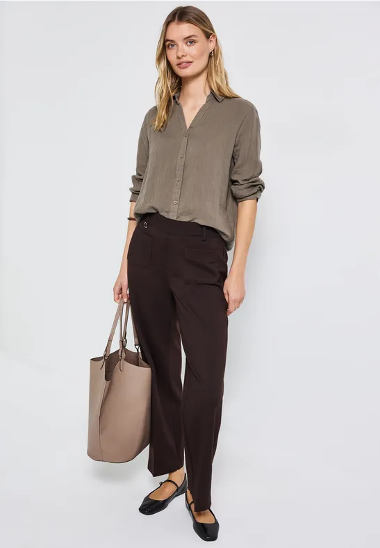 Musselin Hemdbluse bark brown