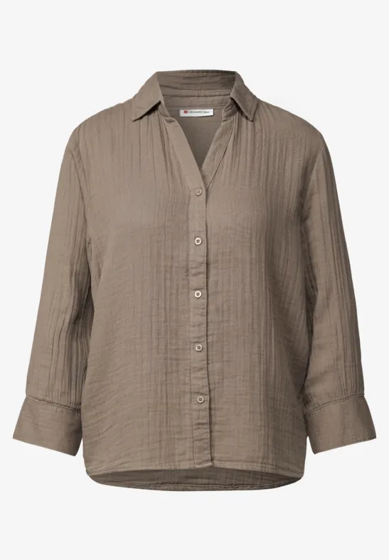 Musselin Hemdbluse bark brown