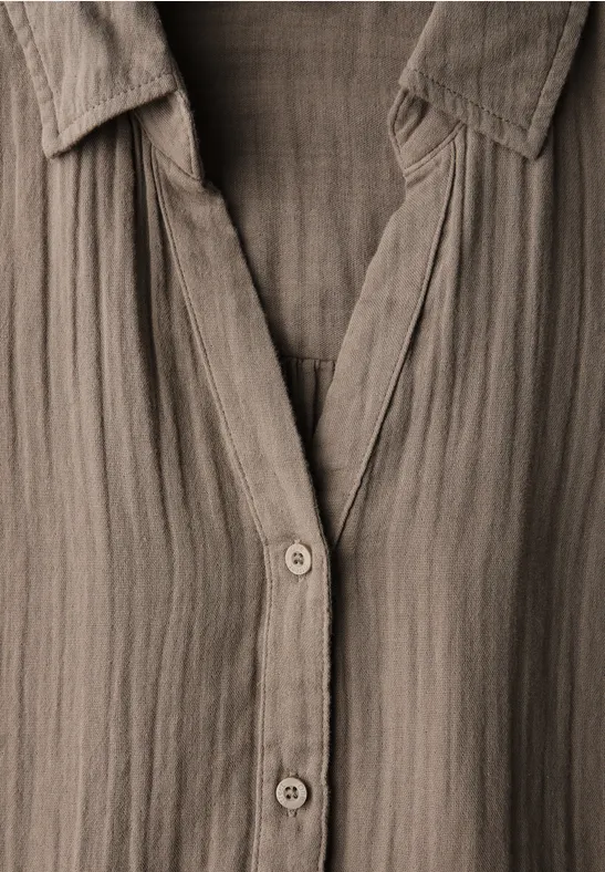 Musselin Hemdbluse bark brown