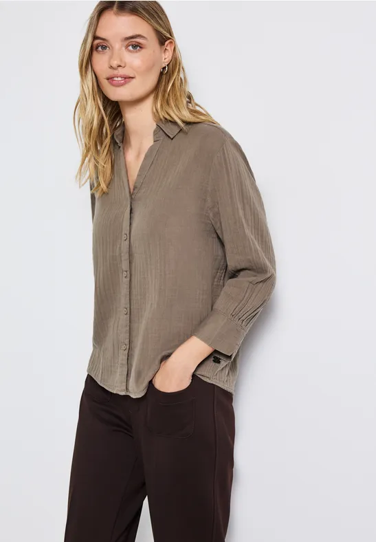 Musselin Hemdbluse bark brown