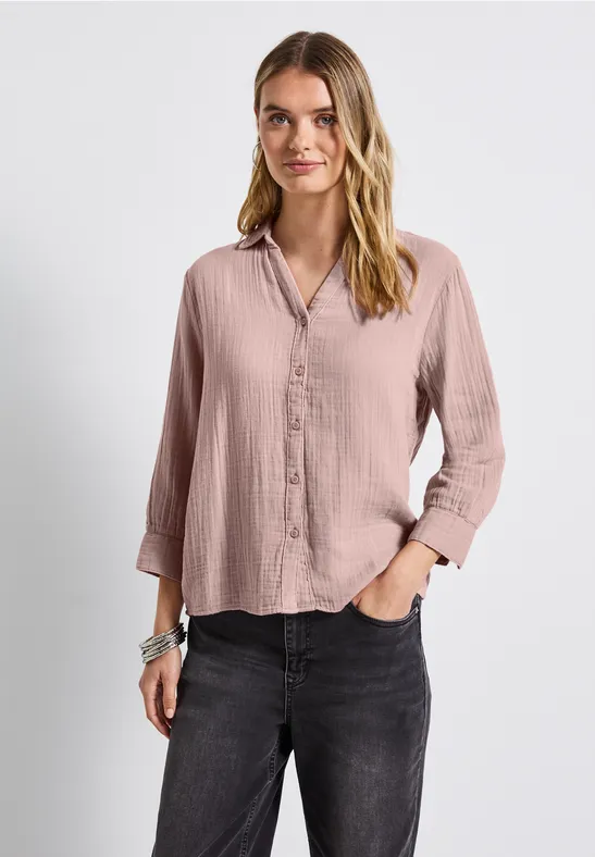 Mousseline overhemd blouse faded rose