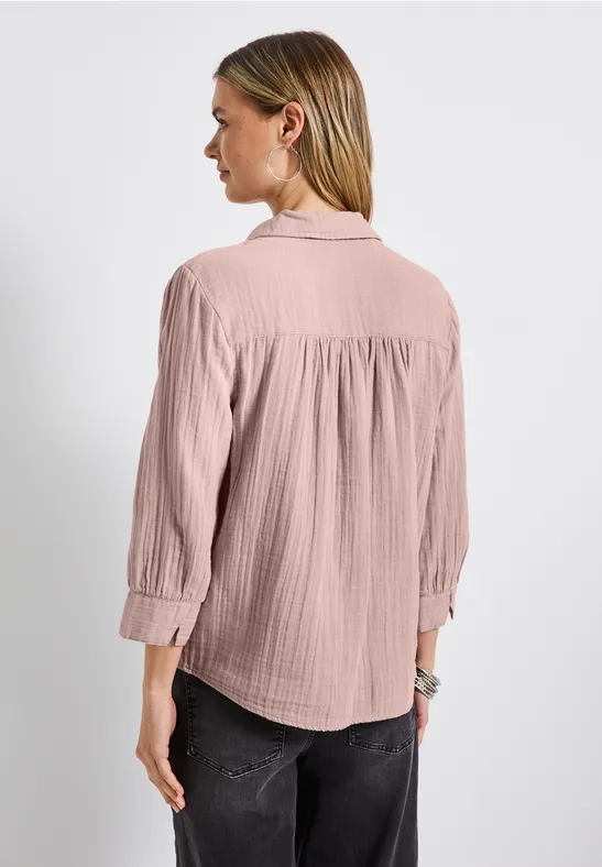 Mousseline overhemd blouse faded rose