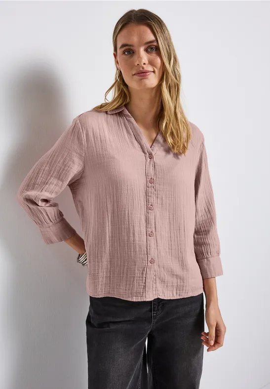 Mousseline overhemd blouse faded rose