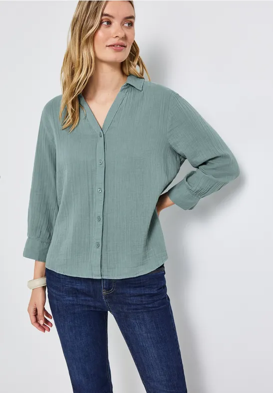 Mousseline overhemd blouse arona blue