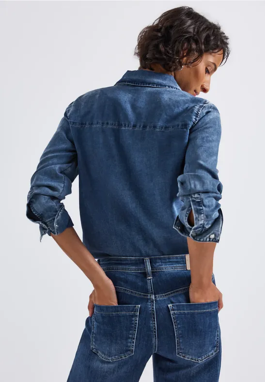 Jeansbluse soft midblue wash