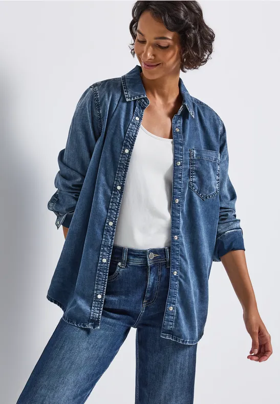 Jeansbluse soft midblue wash