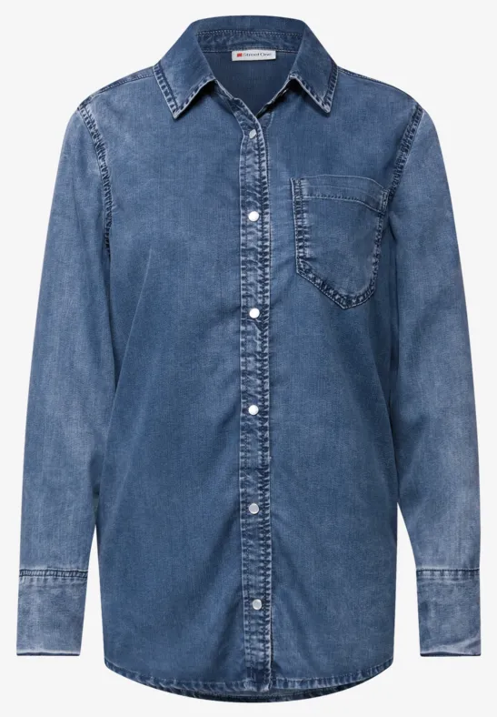 Jeansbluse soft midblue wash