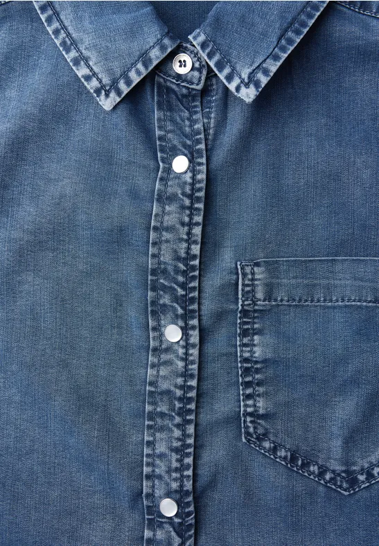 Jeansbluse soft midblue wash