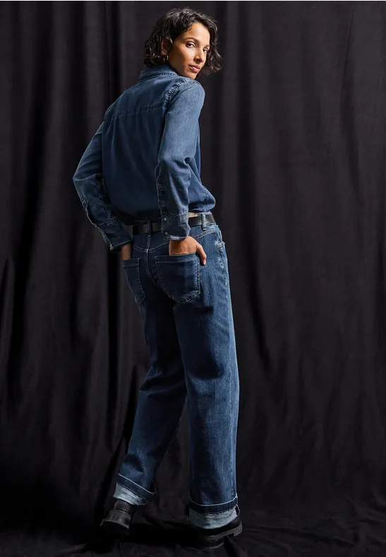 Jeansbluse soft midblue wash