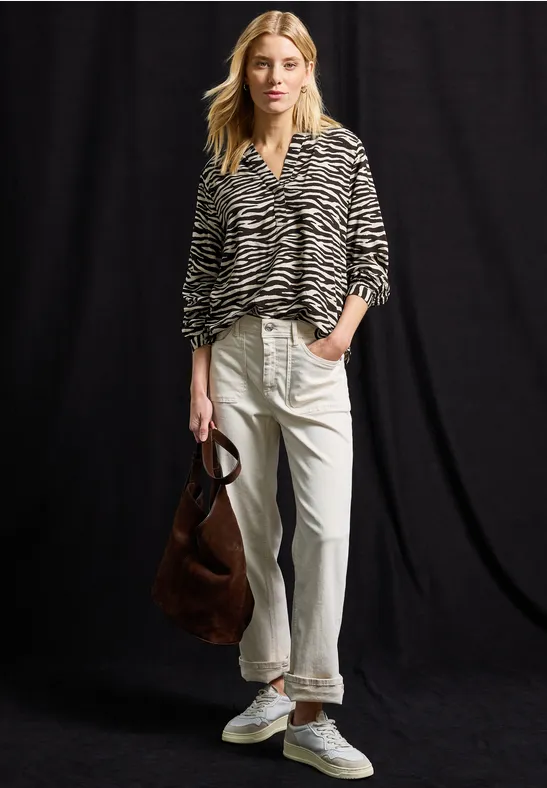 Tunika mit Zebra Print deep roast brown