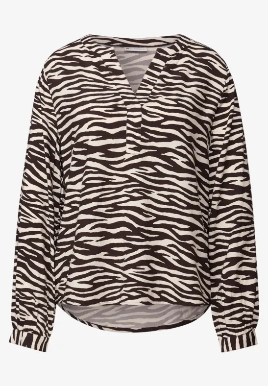 Tunika mit Zebra Print deep roast brown