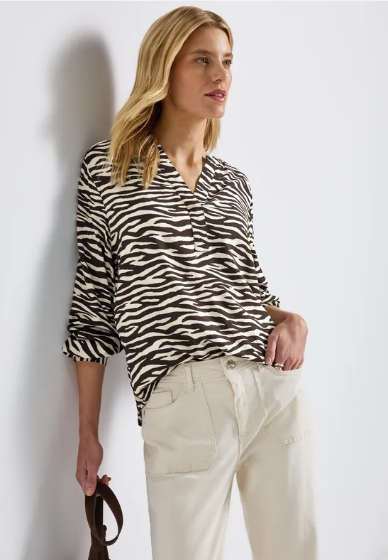 Tunika mit Zebra Print deep roast brown
