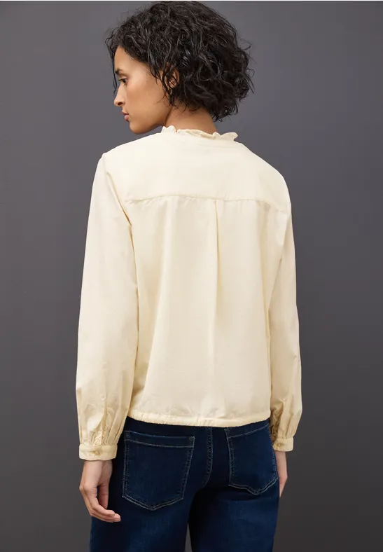 Cordbluse mit Tunnelzug soft beige