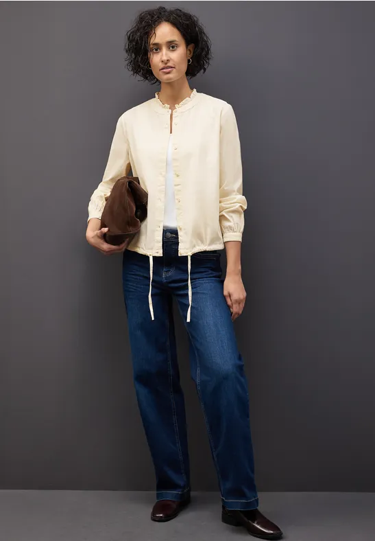 Cordbluse mit Tunnelzug soft beige