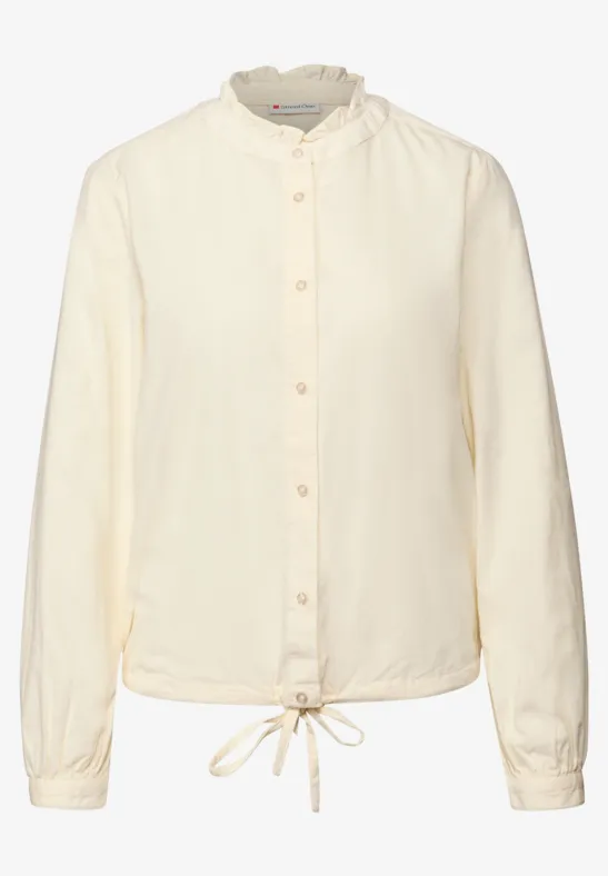 Cordbluse mit Tunnelzug soft beige