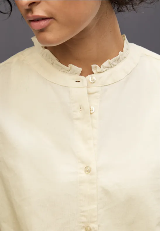 Cordbluse mit Tunnelzug soft beige