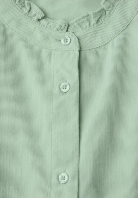 Cordbluse mit Tunnelzug serene green