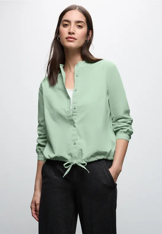 Cordbluse mit Tunnelzug serene green