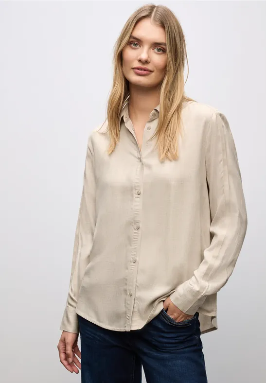 Bluse mit Gallonstreifen morning beige mel.