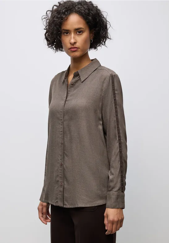 Bluse mit Gallonstreifen dark nomad brown mel.