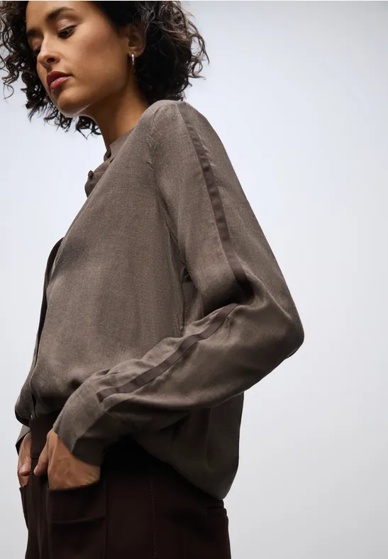 Bluse mit Gallonstreifen dark nomad brown mel.