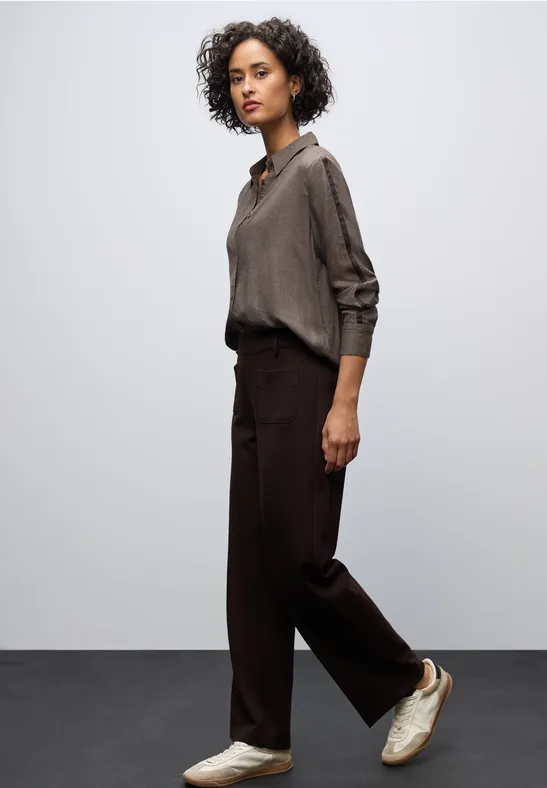 Bluse mit Gallonstreifen dark nomad brown mel.