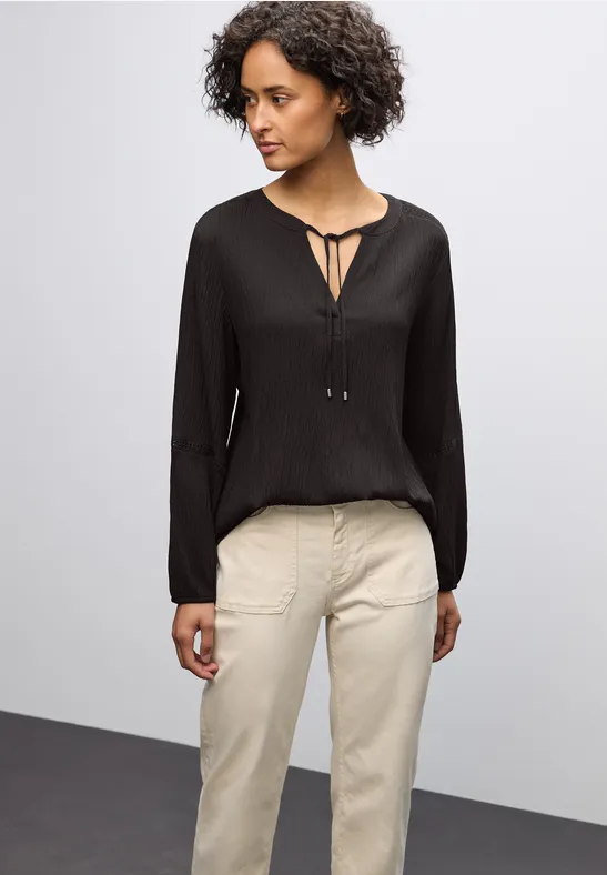 Strukturtunika mit Tape deep roast brown