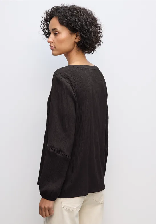 Strukturtunika mit Tape deep roast brown