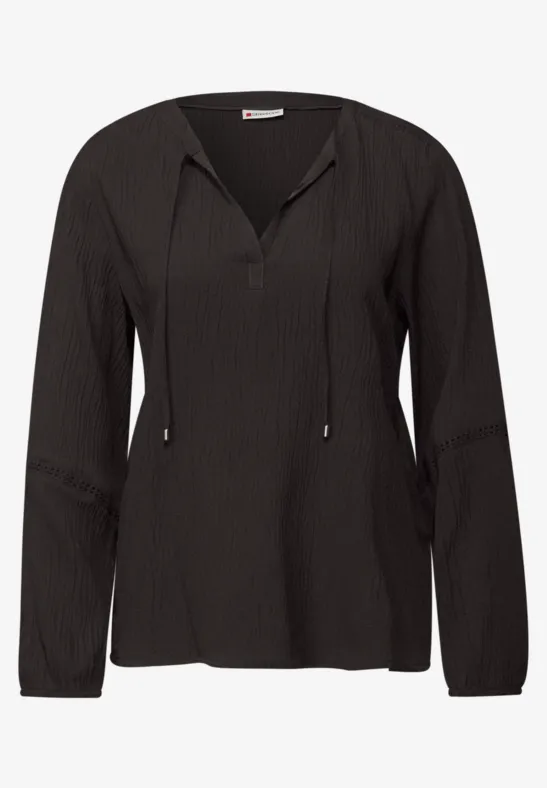 Strukturtunika mit Tape deep roast brown