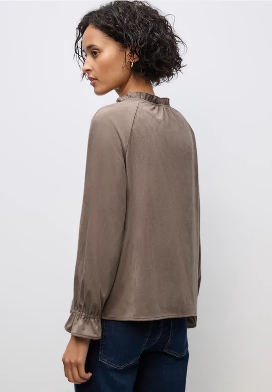 Velourstunika mit Rüschen silk brown