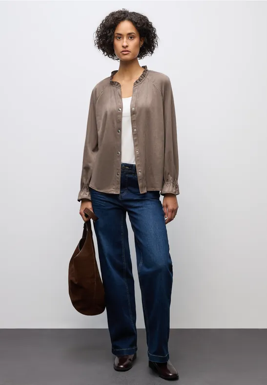 Velourstunika mit Rüschen silk brown